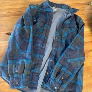L.L. Bean thermal lined Blue and Gray Plaid Men's Jacket/Flannel size M